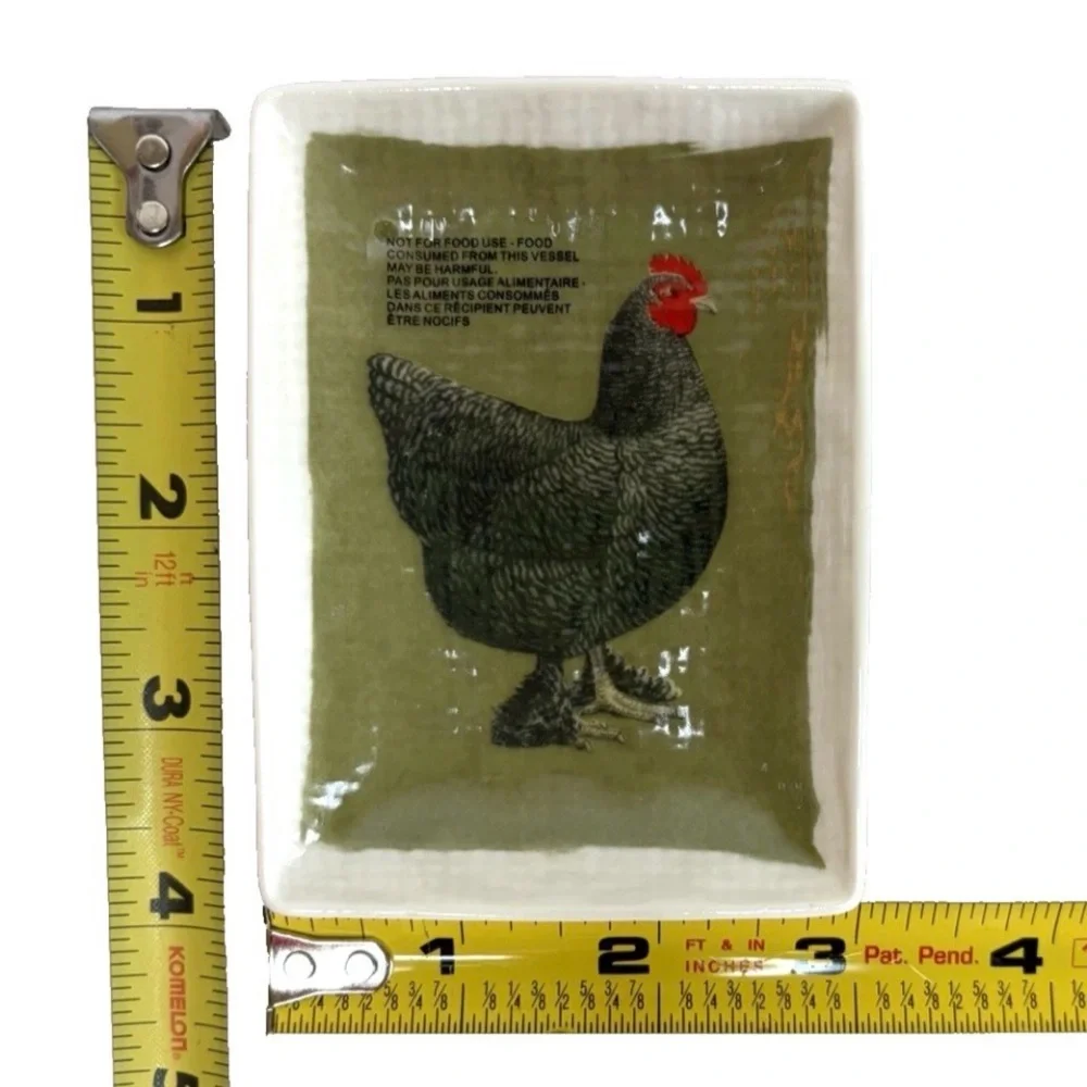 Ashland Trinket Mini Tray Dish Green Farmhouse Country Rooster Chicken Decor NEW